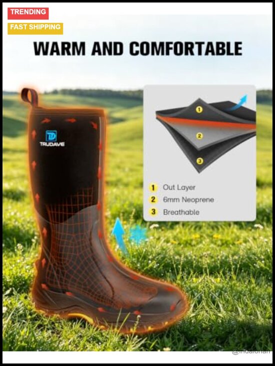 Waterproof Insulated Rubber Boots with Steel Shank, 6mm Neoprene, Anti-slip main image 4